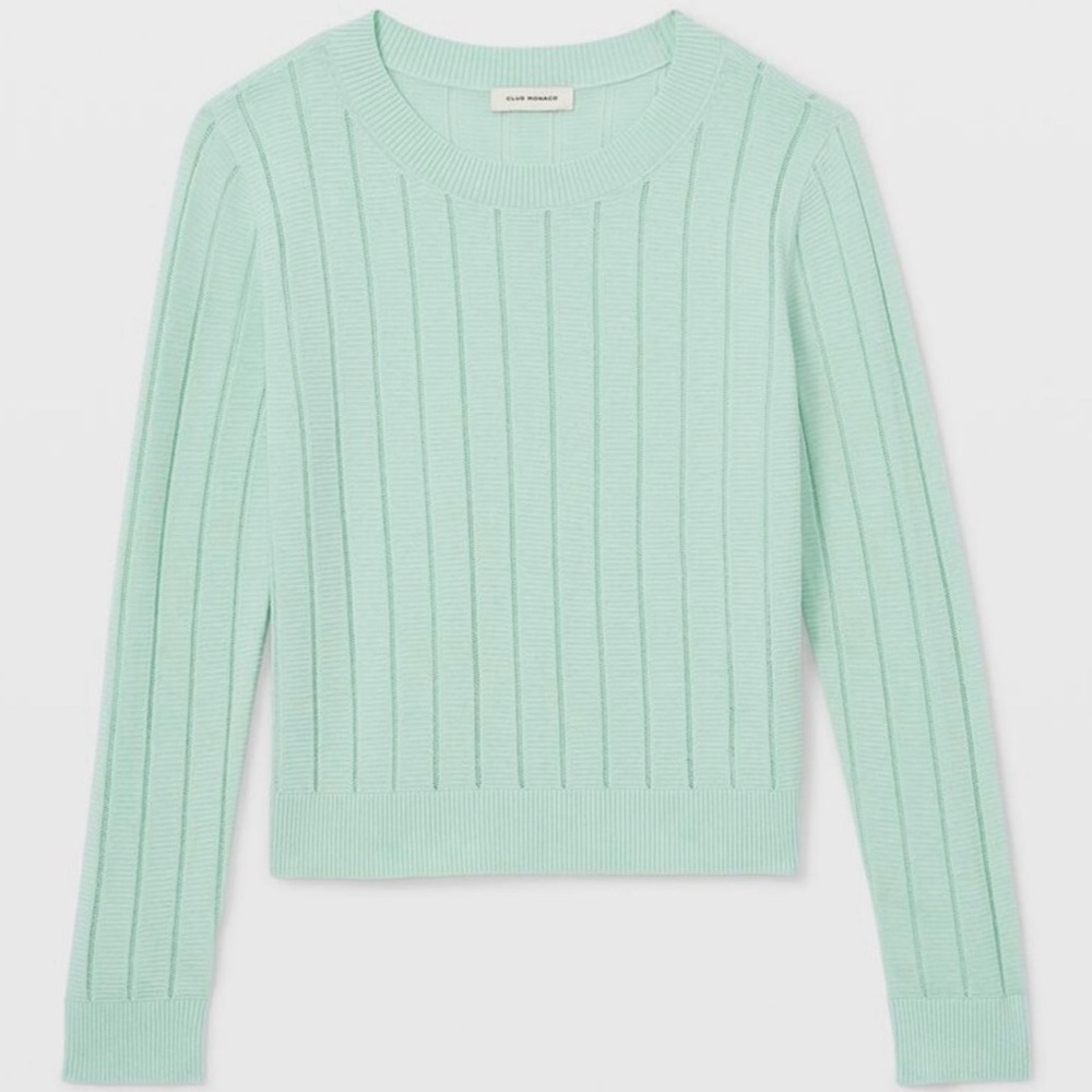 CLUB MONACO Mesh Stripe Sweater - Mint *NWT*